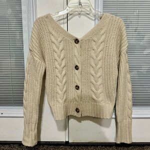 moon & madison Cream Cable Knit Cardigan